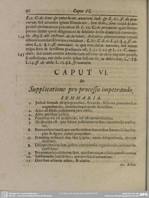 Caput VI. De Supplicatione pro processu impetrando