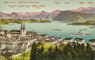 Luzern – Hofkirche und die Alpen