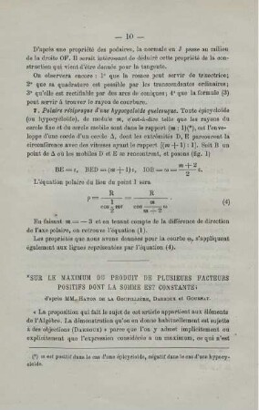 SUR LE MAXIMUM DU PRODUIT DE PLUSIEURS FACTEURS POSITIFS DONT LA SOMME EST CONSTANTE.