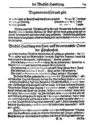 Wechsel-Handlung von Lyon/ auff die vornembste Orten der Christenheit.