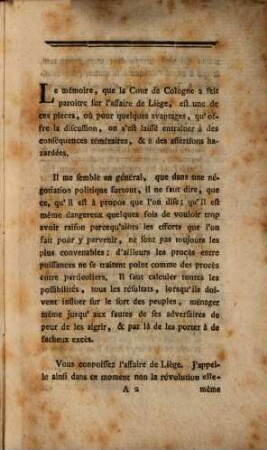 Lettre sur l'affaire de Liège