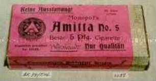 Pappschachtel für 100/50 ? Stück Zigaretten "Monopol's Amitta No. 5" (Abbildung der Schutzmarke Monopol)