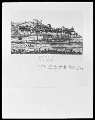 Ansicht der Stadt Marburg von der Süd-Seite