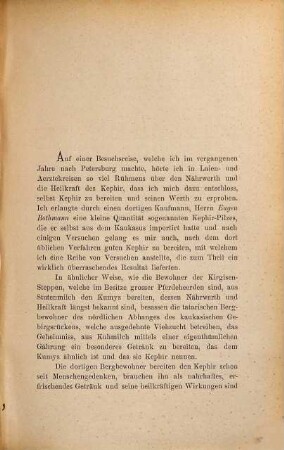 Ueber Kephir, seine Bereitung und therapeutische Verwerthung