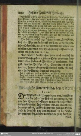 Zwanzigste Unterredung, den 3 April 1772