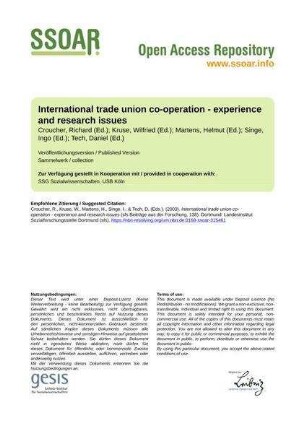 International trade union co-operation - experience and research issues