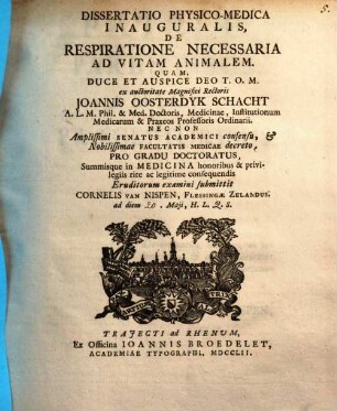 Diss. phys.-med. inaug. de respiratione necessaria ad vitam animalem