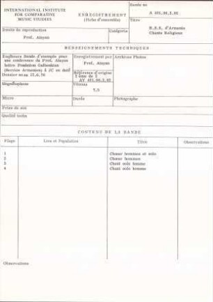 R.S.S d'Arménie / Chants Religieux