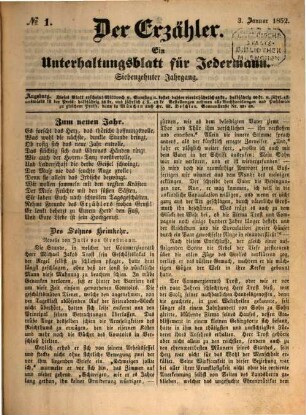 Der Erzähler : ein Unterhaltungsblatt für Jedermann. 17. 1852