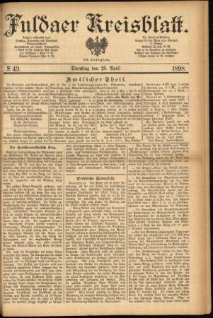 Ausgabe vom Dienstag, den 26. April 1898.