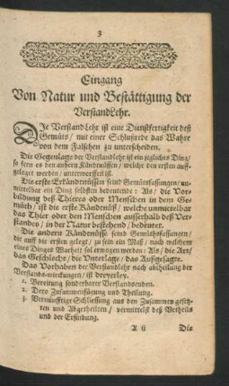 Eingang von Natur und Bestättigung der Verstandlehr.