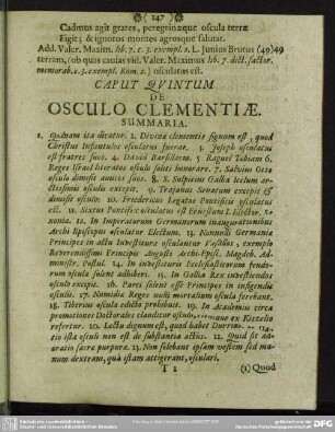Caput Quintum De Osculo Clementiae