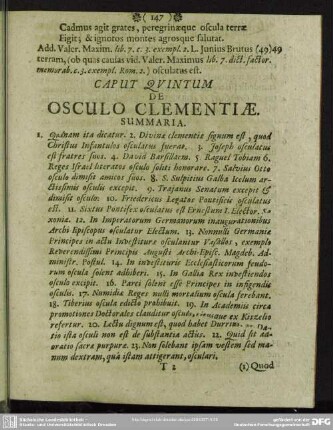 Caput Quintum De Osculo Clementiae