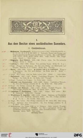 A. Goldmünzen (Nr. 1-90)