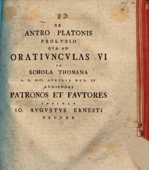 De Antro Platonis Prolvsio