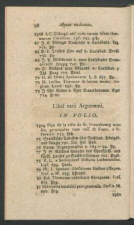 Libri varii Argumenti