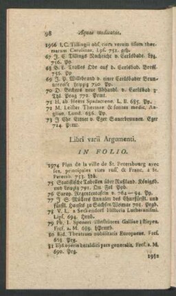 Libri varii Argumenti