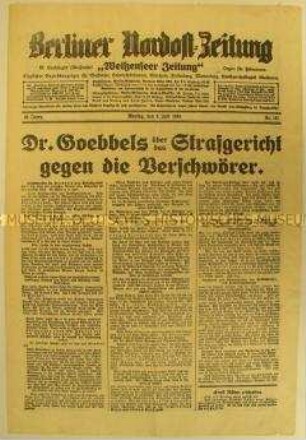 Bezirksblatt "Berliner Nordost-Zeitung" zur "Röhm-Affäre"