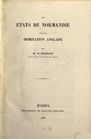 Les états de Normandie sous la domination anglaise