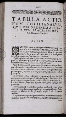 Tabula Actionum Cotidianarum, Quae Per Ordinem Alphabeticum Praecedentibus Classibus adiectae sunt