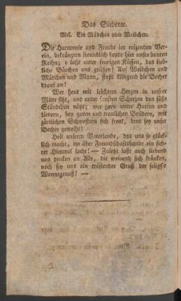 Das Siebente. Mel. Ein Mädchen oder Weibchen.