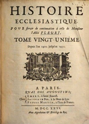Histoire ecclésiastique, 21. Depuis l'an 1401. jusqu'en 1431
