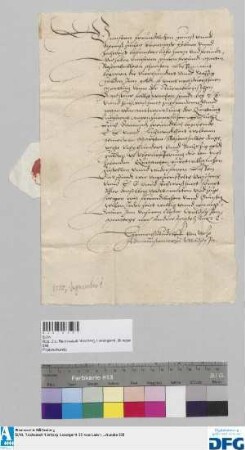 Heinrich Rudolf von Wetze, Administrator zu Waldsassen, ersucht die Stadt Nürnberg seinen Bevollmächtigten Martin Rosentahler die ihm verschriebene Stadtsteuer im Betrage von 400 fl. zu übergeben.