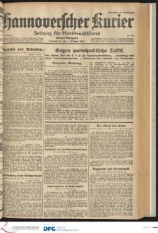 Hannoverscher Kurier : Hannoversches Tageblatt ; Morgenzeitung für Niedersachsen