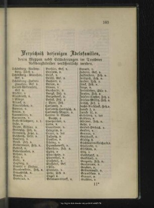 Verzeichniß derjenigen Adelsfamilien