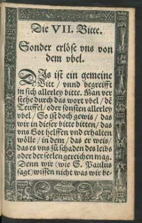 Die VII. Bitte. Sonder erlöse uns von dem ubel.