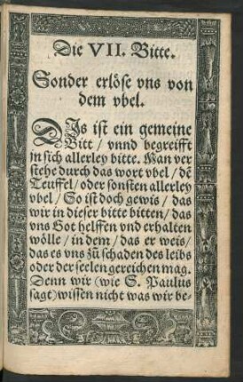 Die VII. Bitte. Sonder erlöse uns von dem ubel.