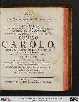 Theses Ex Jure Publico Francorum Ecclesiastico