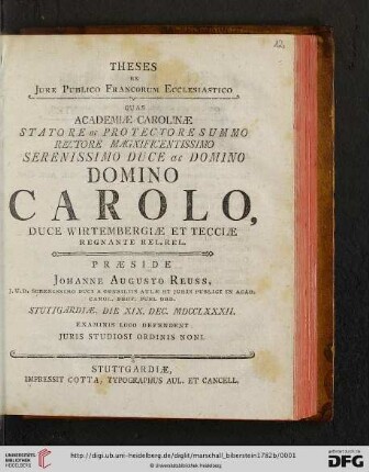 Theses Ex Jure Publico Francorum Ecclesiastico