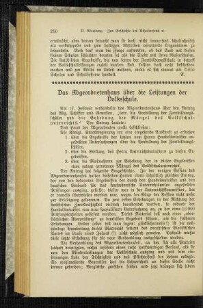 ¬Das¬ Abgeordnetenhaus über die Leistungen der Volksschule