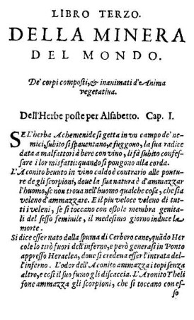 Libro Terzo [...]. De' corpi composti, & inanimati d' Anima vegetatina.
