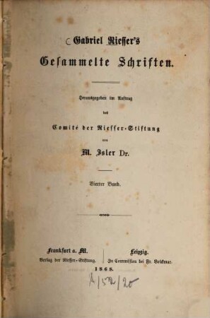 Gabriel Riesser's gesammelte Schriften, 4