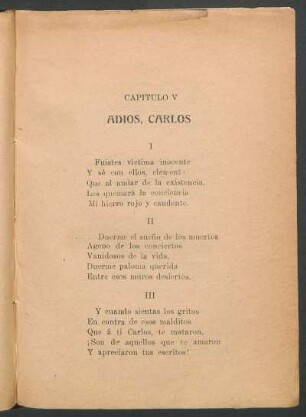 Adiós, Carlos : Capítulo V