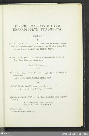 P. Ovidi Nasonis Operum Deperditorum Fragmenta