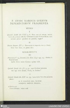 P. Ovidi Nasonis Operum Deperditorum Fragmenta