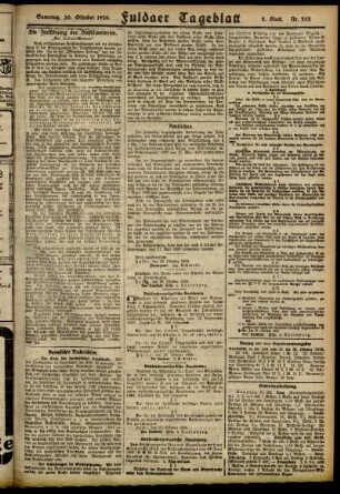 Zweite Ausgabe vom Samstag, den 30. Oktober 1920.
