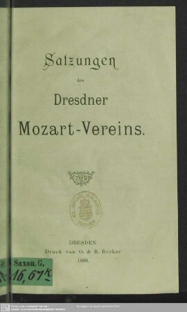Satzungen des Dresdner Mozart-Vereins