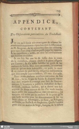 Appendice, Contenant Des Observations particulières du Traducteur