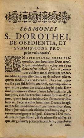 Sancti Dorothei Sermones Sive Epistolæ