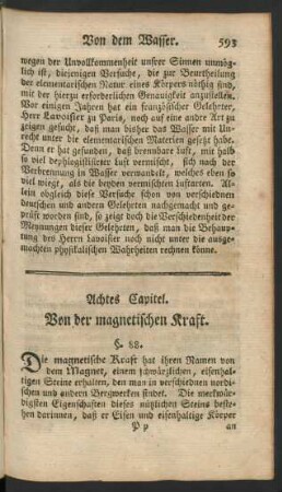 Achtes Capitel. Von der magnetischen Kraft.
