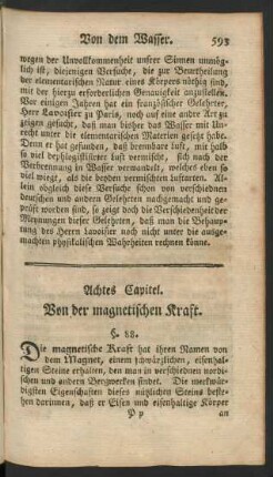 Achtes Capitel. Von der magnetischen Kraft.