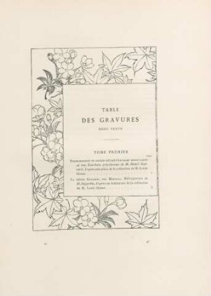Table des gravures hors texte.