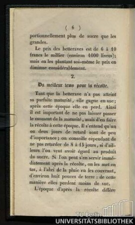 2. Du meilleur tems pour la récolte