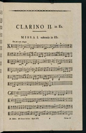 1-3, Clarino II. Missa I. solennis in Eb.