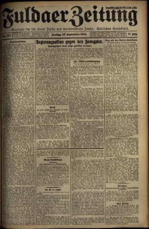 Erste Ausgabe vom Freitag, den 19. September 1930.