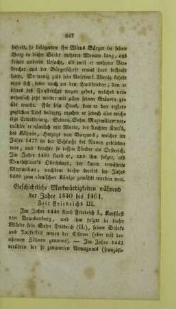 Geschichtliche Merkwuerdigkeiten waehrend der Jahre 1440 bis 1461